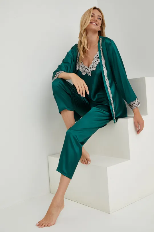 πράσινο Σετ πιτζάμα με μετάξι Answear Lab Silk Blend Γυναικεία