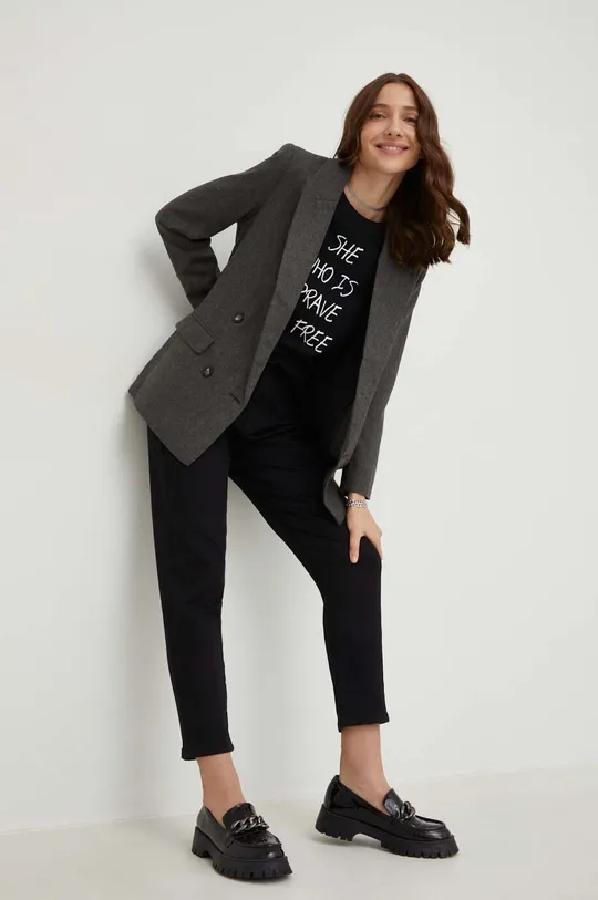 Пиджак с примесью шерсти Answear Lab серый