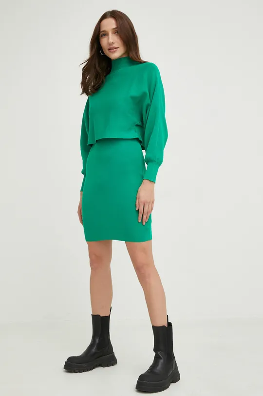Answear Lab sukienka i sweter zielony