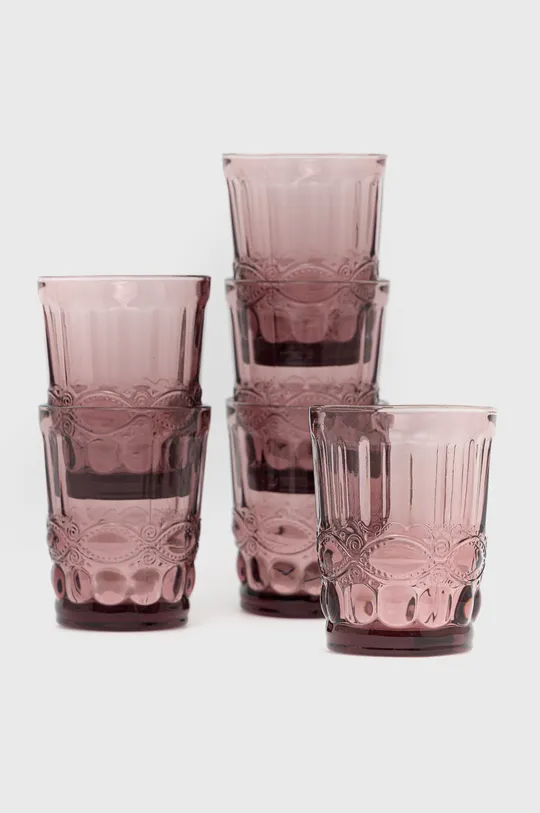 Answear Lab zestaw szklanek 6-pack różowy