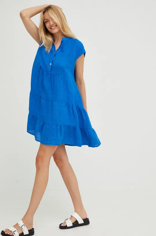 μπλε Λινό φόρεμα Answear Lab