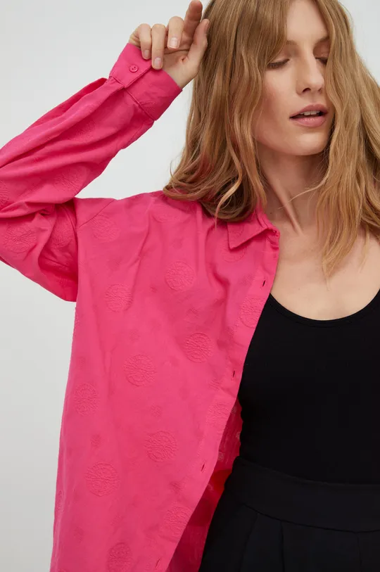 ροζ Βαμβακερό πουκάμισο Answear Lab X limited collection SISTERHOOD Γυναικεία