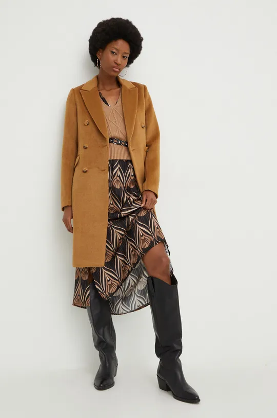 Пальто з вовною Answear Lab коричневий
