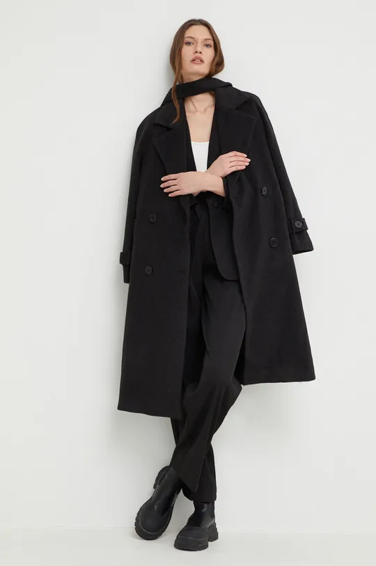 μαύρο Παλτό από μείγμα μαλλιού Answear Lab Γυναικεία