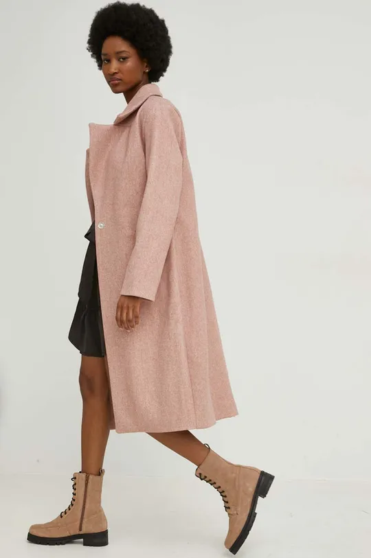 Μάλλινο παλτό Answear Lab ροζ