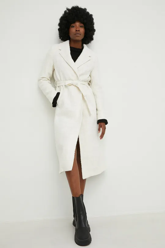 biały Answear Lab płaszcz z wełną Damski