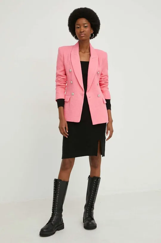Βαμβακερό blazer Answear Lab ροζ