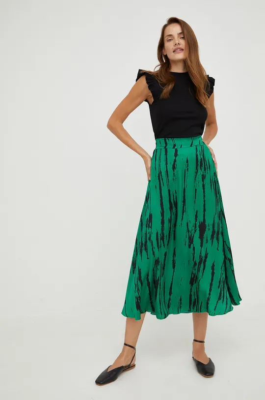 Μεταξωτή φούστα Answear Lab Silk Blend πράσινο