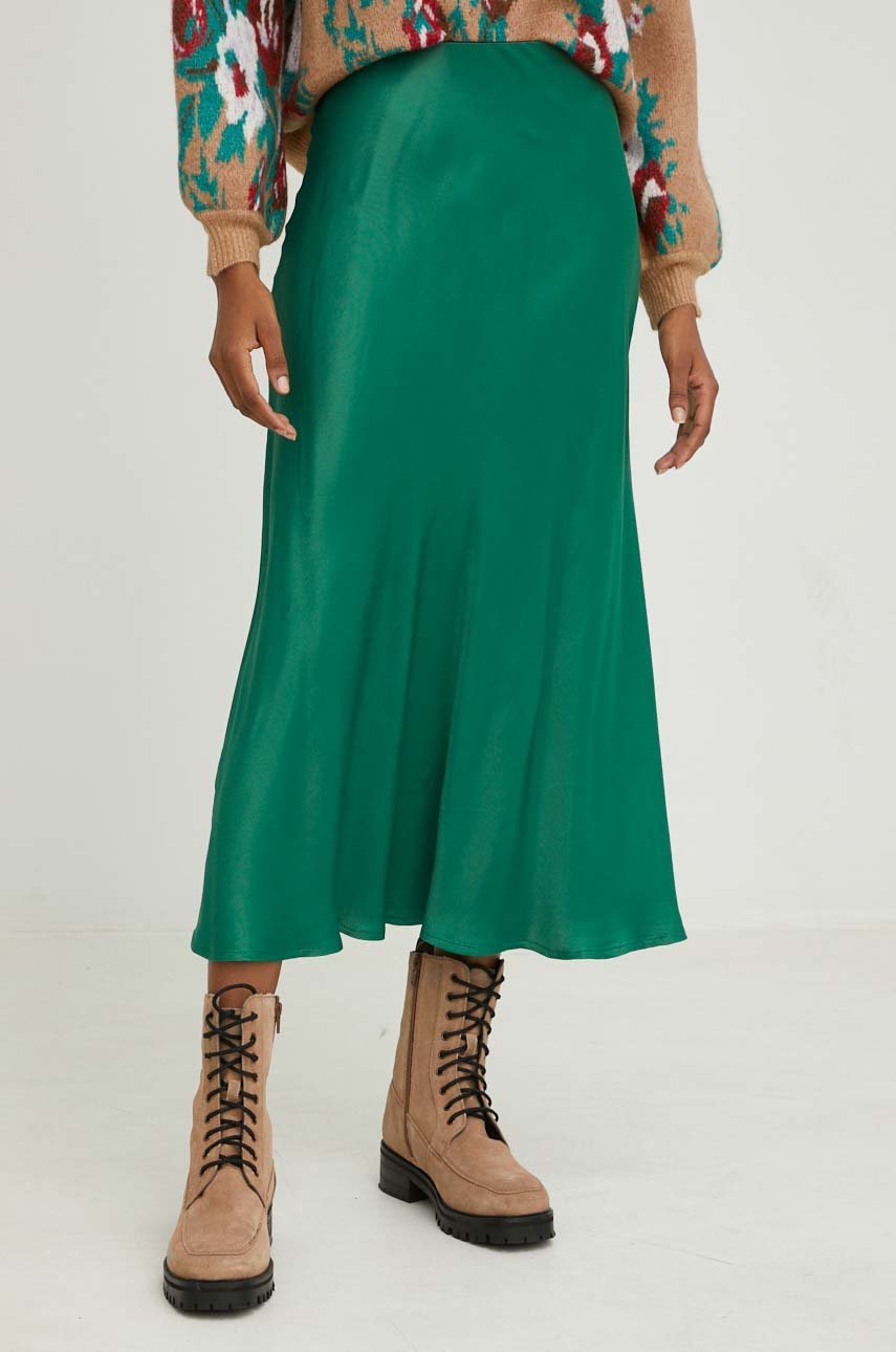 Answear Lab spódnica kolor zielony midi prosta