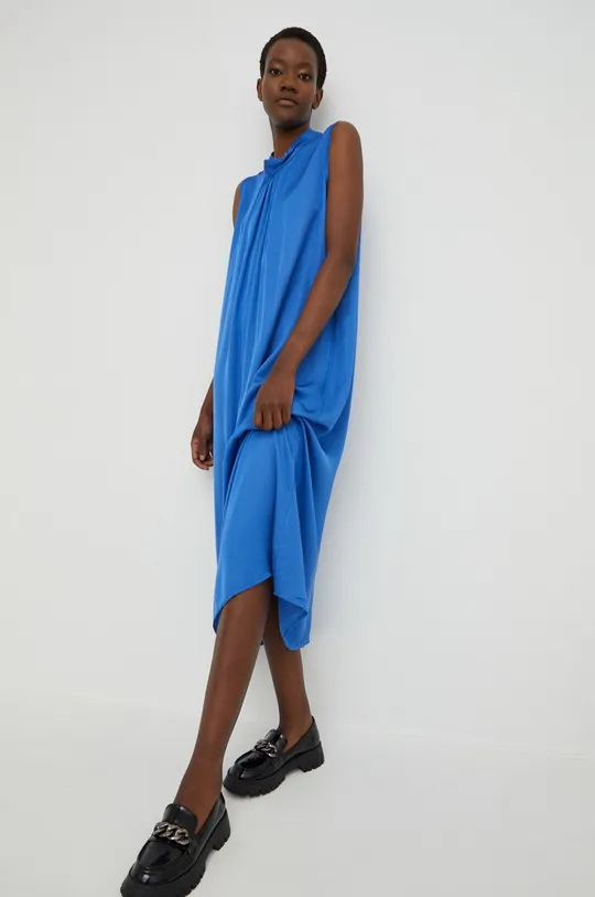 μπλε Φόρεμα με μετάξι Answear Lab Silk Blend Γυναικεία