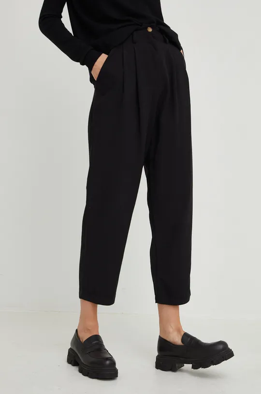 μαύρο Παντελόνι με λινό Answear Lab Linen Blend Γυναικεία