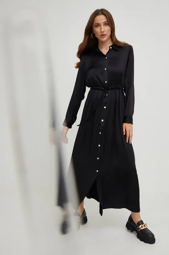 czarny Answear Lab sukienka z jedwabiem Silk Blend Damski