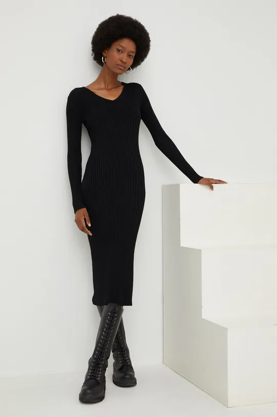 czarny Answear Lab sukienka z wełną Damski