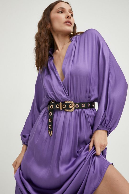 purpurowy Answear Lab sukienka z jedwabiem Damski