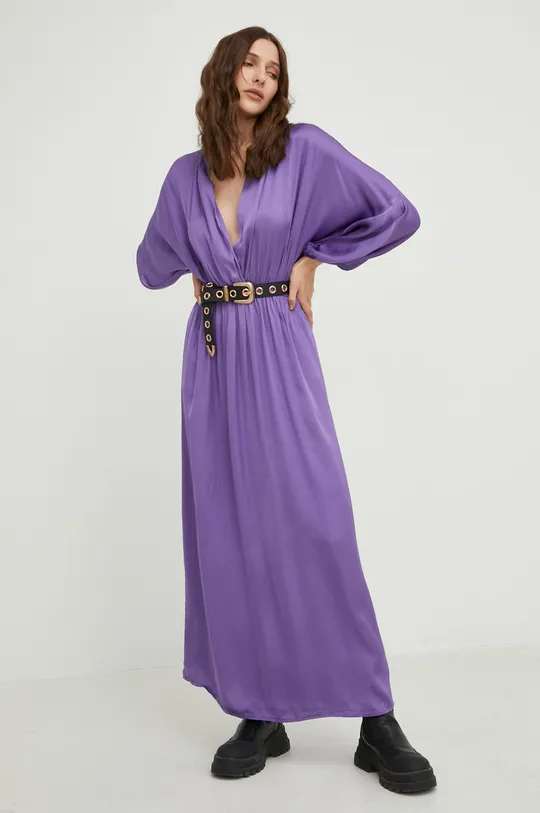 fioletowy Answear Lab sukienka z jedwabiem