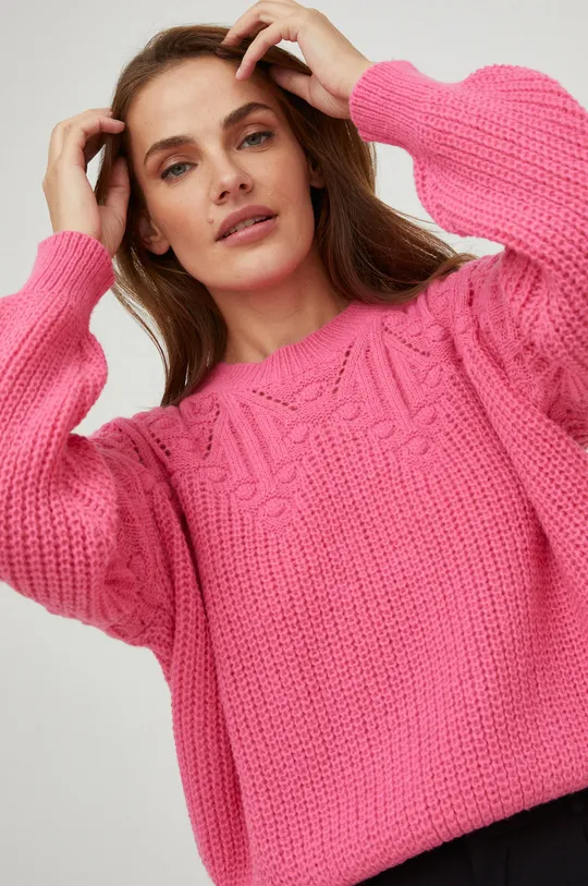 Vlnený sveter Answear Lab ružová