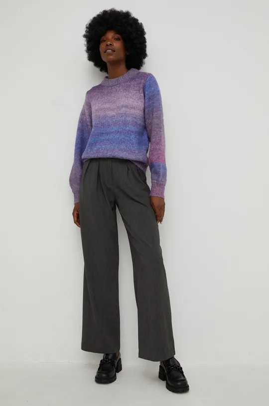Answear Lab sweter z wełną fioletowy