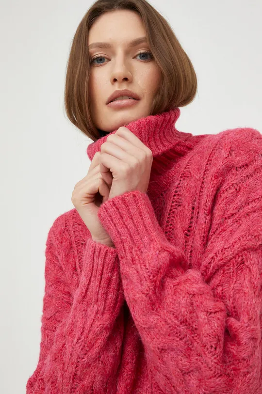 różowy Answear Lab sweter z domieszką wełny