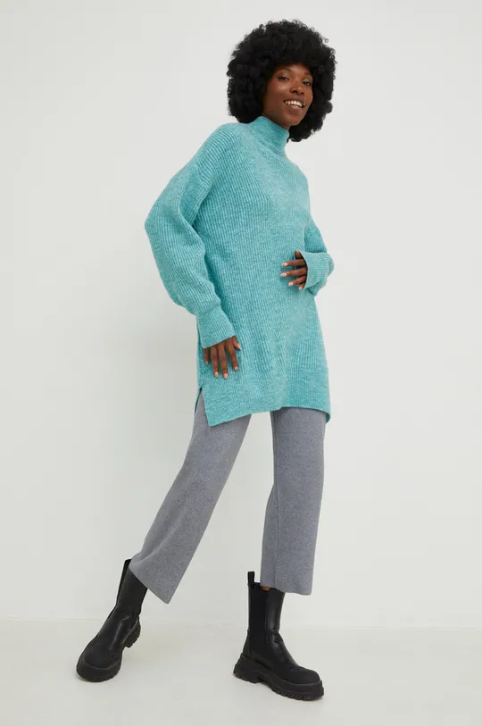 Vlnený sveter Answear Lab tyrkysová