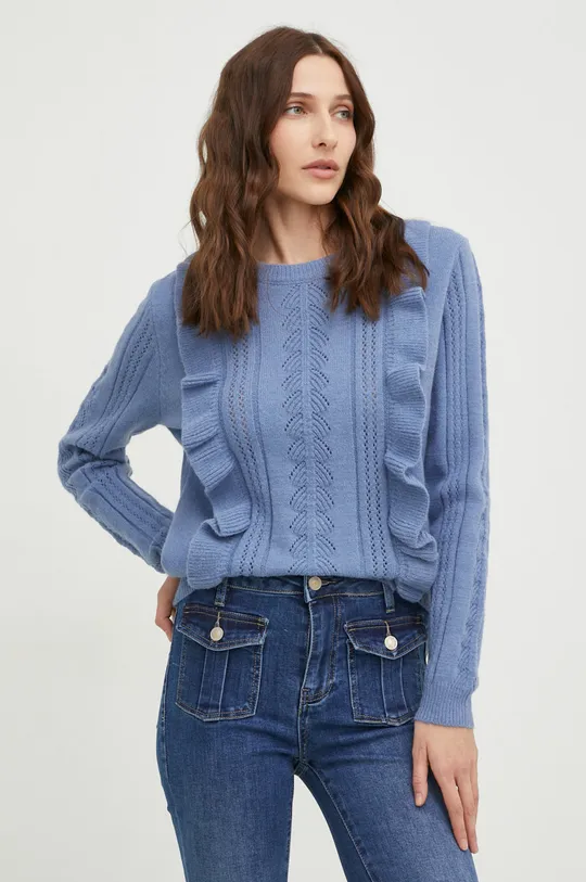 Vlnený sveter Answear Lab modrá