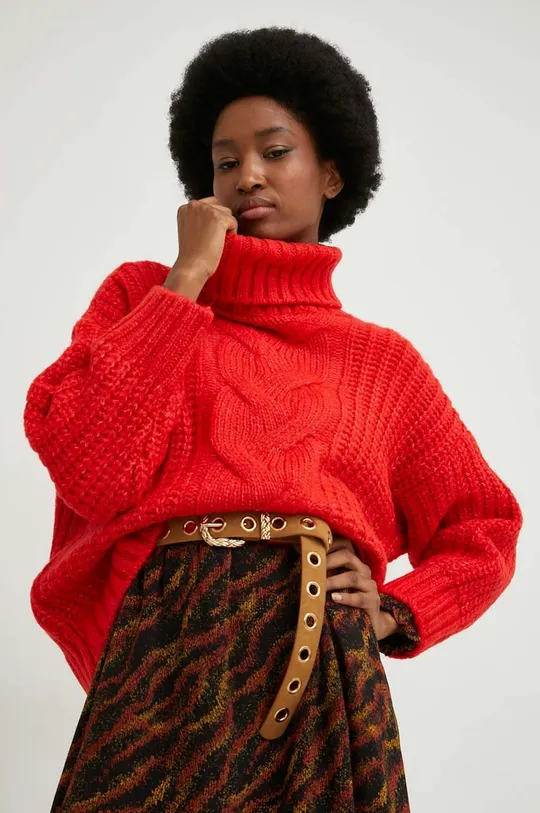 czerwony Answear Lab sweter z wełną Damski