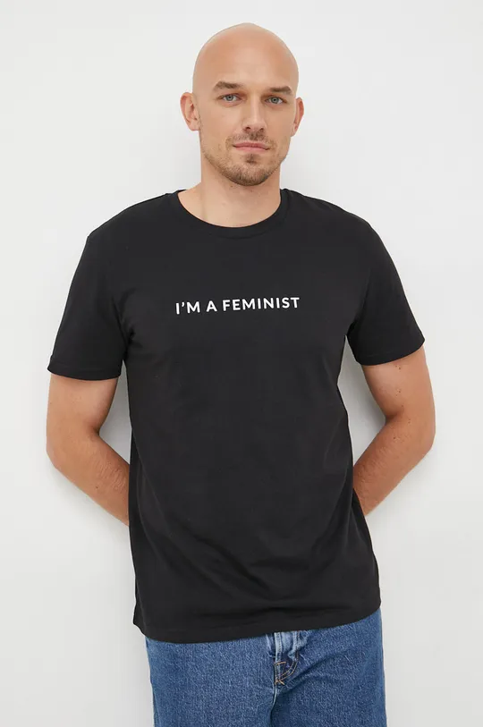 Answear Lab t-shirt bawełniany X kolekcja limitowana BE SHERO czarny