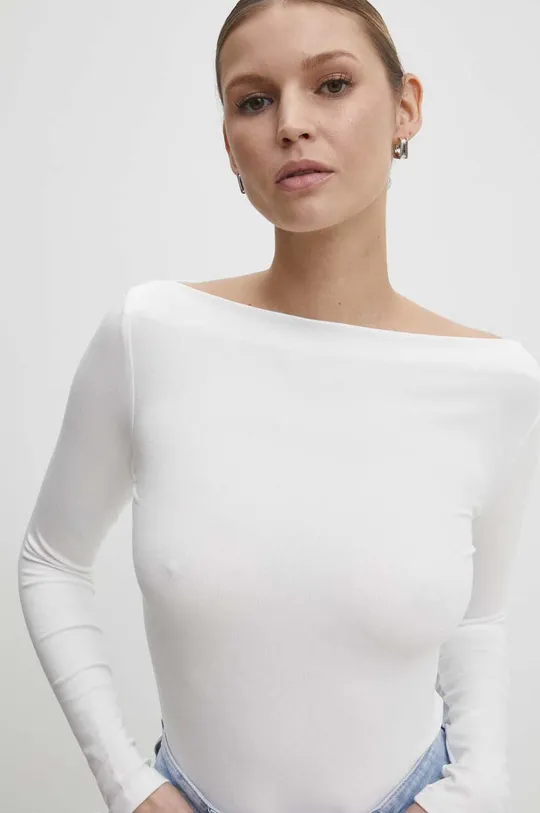 bela Majica z dolgimi rokavi Answear Lab Ženski