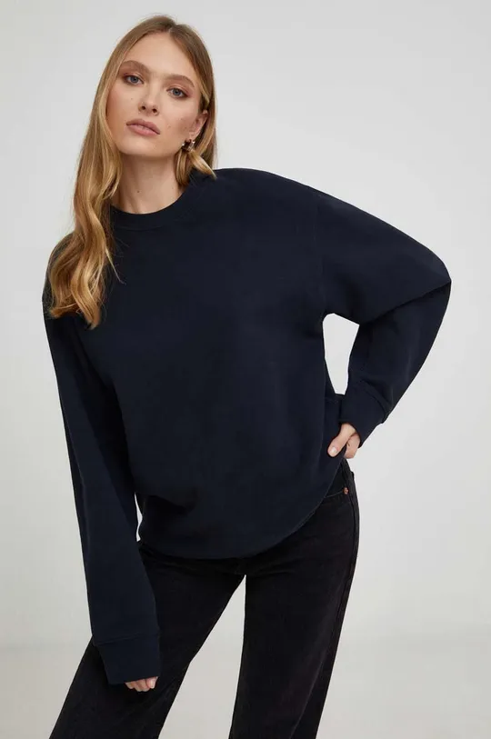 mornarsko modra Bombažen pulover Answear Lab Ženski