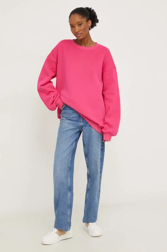 Βαμβακερή μπλούζα Answear Lab ροζ