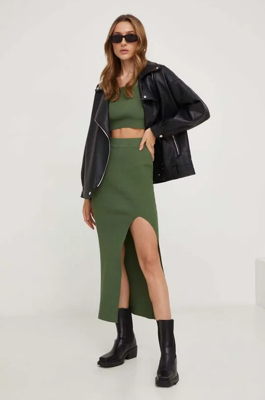 Σετ - πουλόβερ και φούστα Answear Lab πράσινο