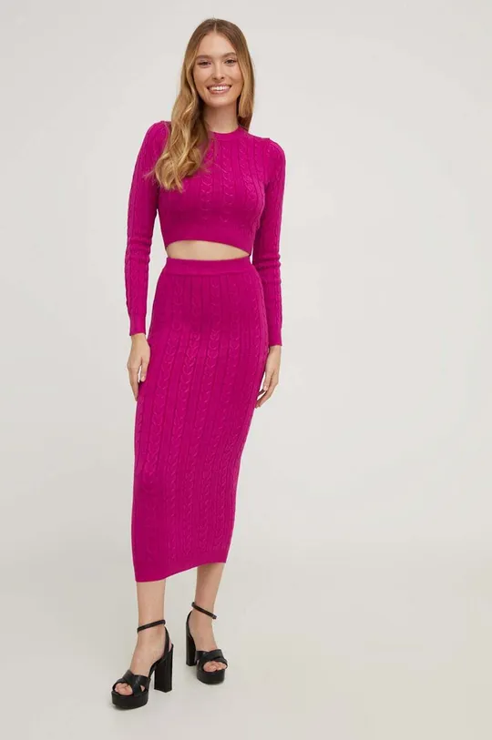 ροζ Σετ - πουλόβερ και φούστα Answear Lab Γυναικεία