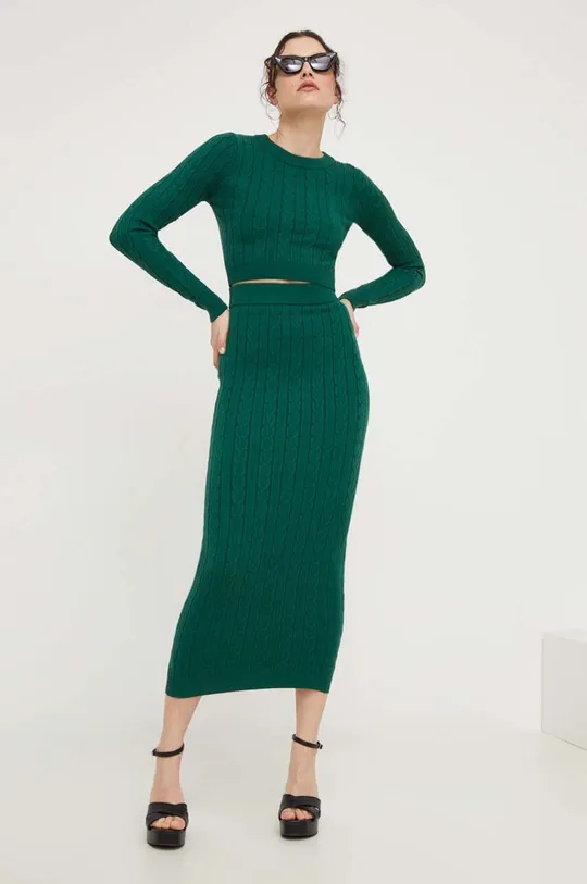 zielony Answear Lab komplet - sweter i spódnica Damski