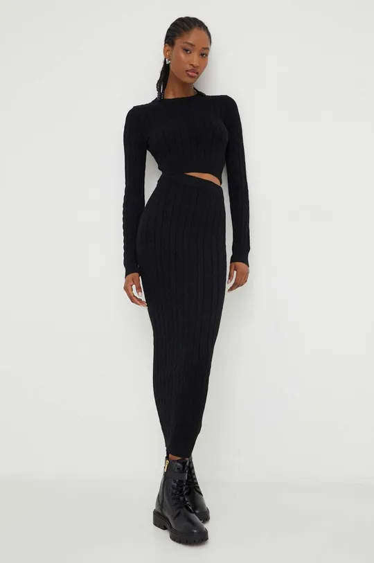 μαύρο Σετ - πουλόβερ και φούστα Answear Lab Γυναικεία