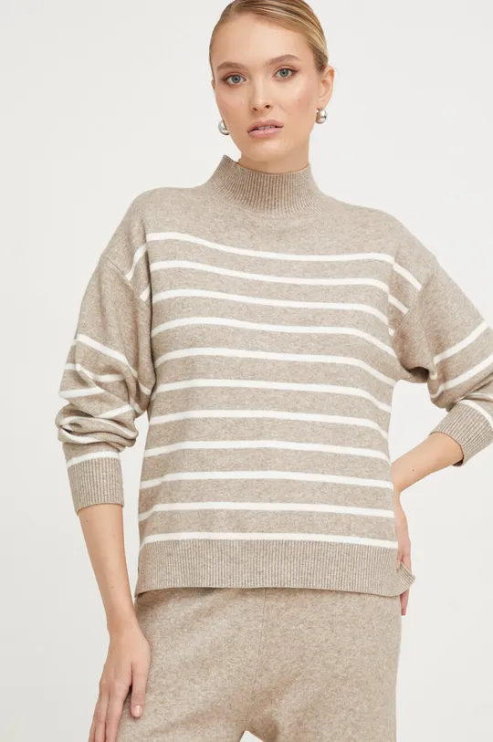 Answear Lab σετ πουλόβερ και μάλλινο παντελόνι μπεζ