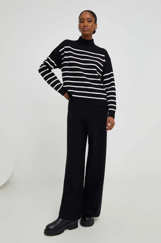 Answear Lab σετ πουλόβερ και μάλλινο παντελόνι μαύρο