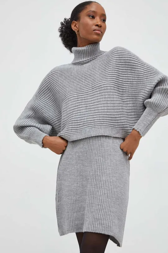 szary Answear Lab komplet - sweter i spódnica Damski