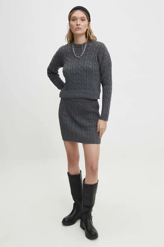 szary Answear Lab komplet sweter i spódnica Damski