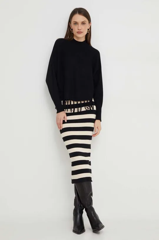 μαύρο Σετ - πουλόβερ και φούστα Answear Lab Γυναικεία