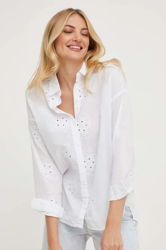 λευκό Βαμβακερό πουκάμισο Answear Lab X limited collection BE SHERO Γυναικεία