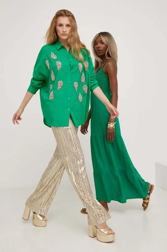 πράσινο Βαμβακερό πουκάμισο Answear Lab X limited collection BE SHERO Γυναικεία