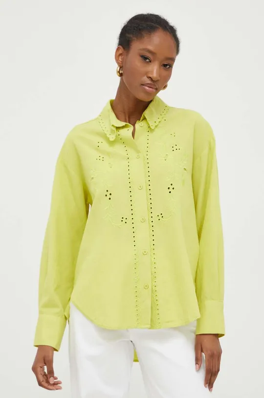 πράσινο Λινό πουκάμισο Answear Lab Γυναικεία