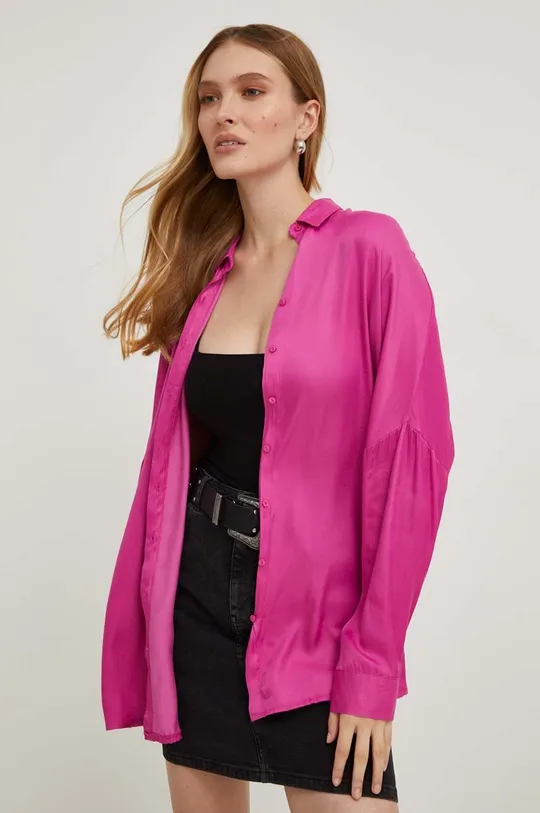 roza Košulja Answear Lab  X limitirana kolekcija NO SHAME