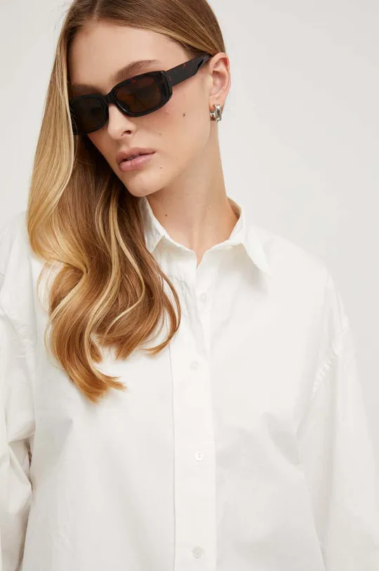 bela Bombažna srajca Answear Lab X omejena kolekcija NO SHAME