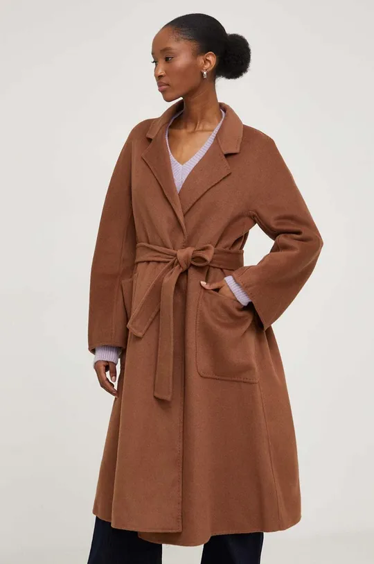 brązowy Answear Lab płaszcz wełniany Damski