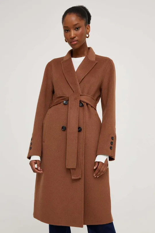 Вовняне пальто Answear Lab коричневий