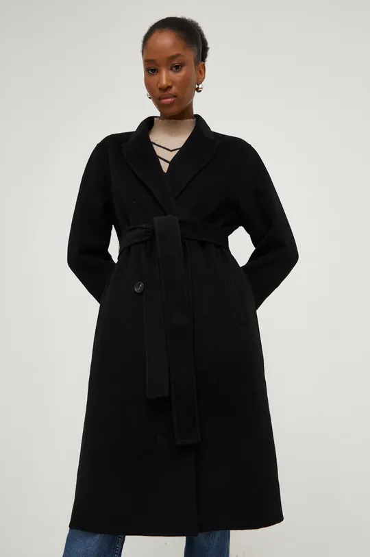 czarny Answear Lab płaszcz wełniany X kolekcja limitowana NO SHAME Damski