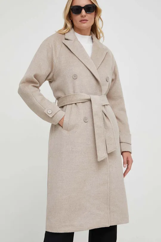 bézs Answear Lab gyapjú kabát Női