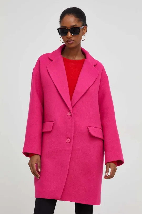 różowy Answear Lab płaszcz z wełną Damski