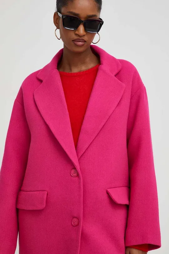 różowy Answear Lab płaszcz z wełną