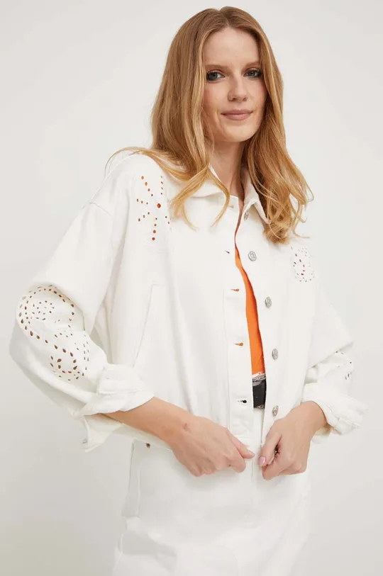 λευκό Βαμβακερό τζιν μπουφάν Answear Lab Γυναικεία